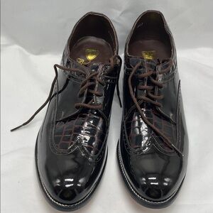 Stacy Baldwin Brown Patent Leather Oxford Wingtip Dress Shoes